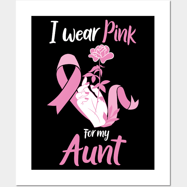 BREAST CANCER AWARENESS MONTH - I WEAR PINK FOR MY AUNT - PINK RIBBON Wall Art by PorcupineTees